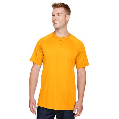 Augusta Sportswear AG1565 Athletic Attain Wicking Two-Button Baseball Jersey T-Shirt in Gold size 2XL | Polyester 1565