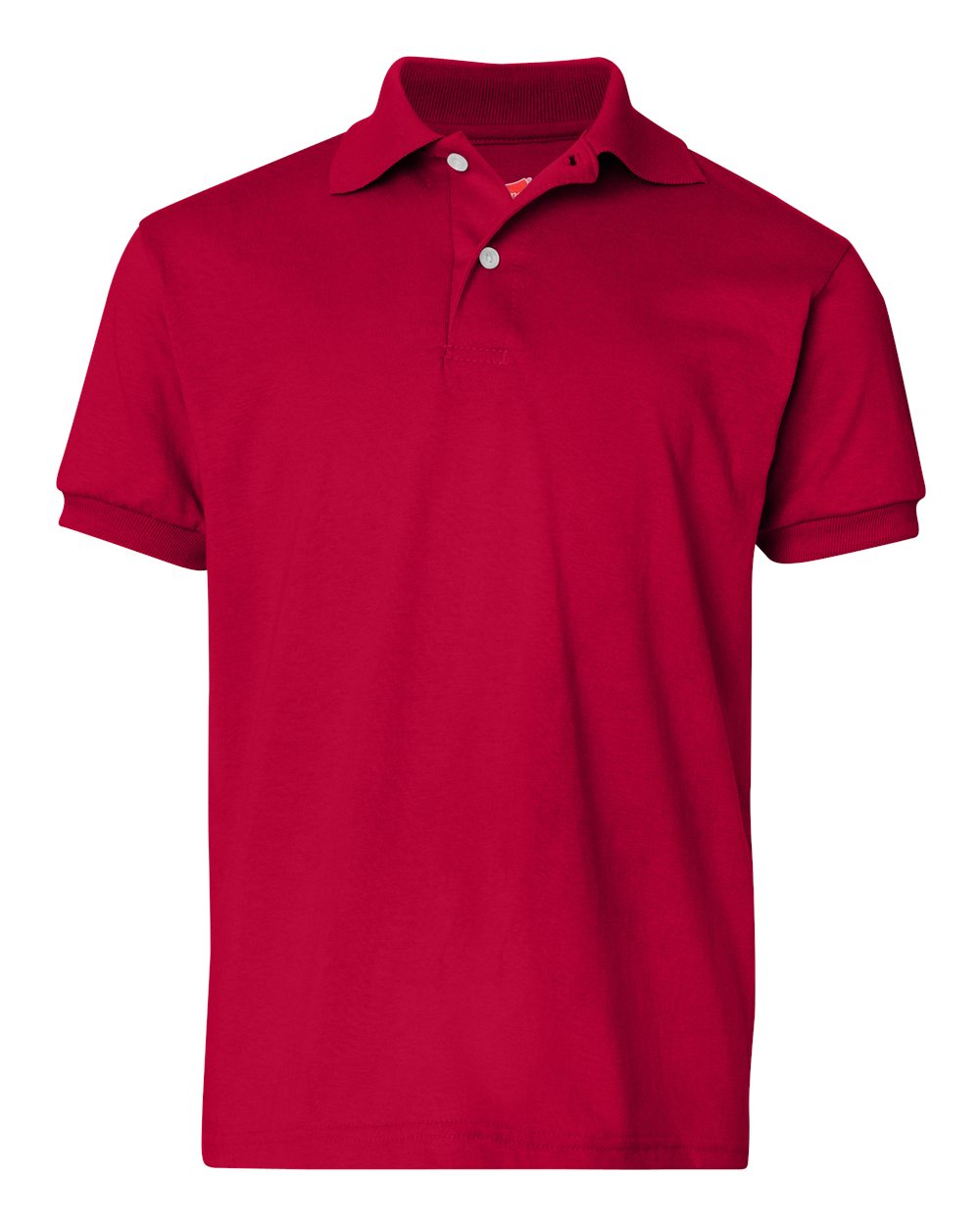 Hanes 054Y Youth EcoSmart Jersey Polo Shirt in Deep Red size XS | Cotton Polyester