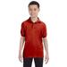 Hanes 054Y Youth 5.2 oz. 50/50 EcoSmart Jersey Knit Polo Shirt in Deep Red size XS | Cotton Polyester