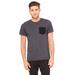 Bella + Canvas 3021 Men's Jersey Short Sleeve Pocket Top in Dark Grey Heather/Black size Medium | Ringspun Cotton B3021