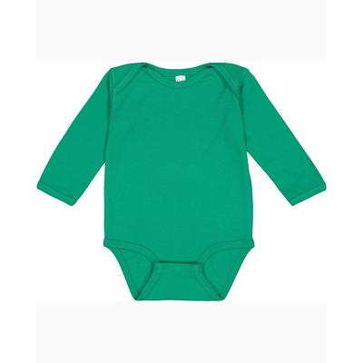 Rabbit Skins 4411 Infant Long Sleeve Baby Rib Bodysuit in Kelly size 12MOS | Ringspun Cotton LA4411, RS4411