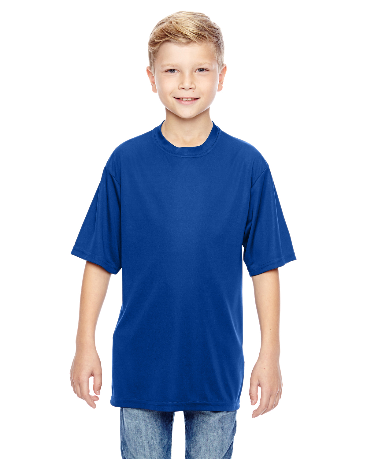 Augusta Sportswear 791 Youth Nexgen Performance T-Shirt in Royal Blue size Large | Polyester