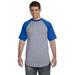 Augusta Sportswear 423 Adult Short-Sleeve Baseball Jersey T-Shirt in Heather/Royal size XL | Cotton Polyester