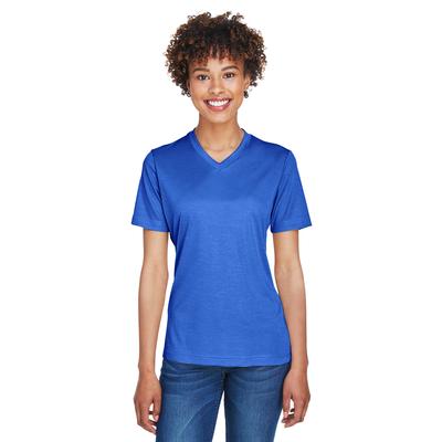 Team 365 TT11HW Women's Sonic Heather Performance T-Shirt in Sport Royal Blue size XS | Polyester
