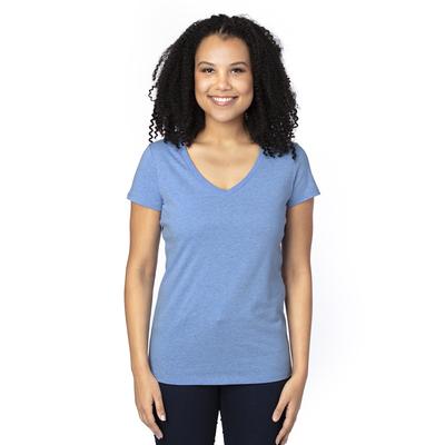 Threadfast Apparel 200RV Women's Ultimate V-Neck T-Shirt in Royal Blue Heather size XL | Cotton/Polyester Blend