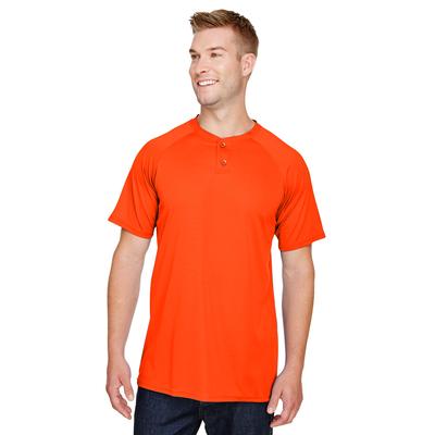 Augusta Sportswear AG1565 Athletic Attain Wicking Two-Button Baseball Jersey T-Shirt in Orange size Small | Polyester 1565