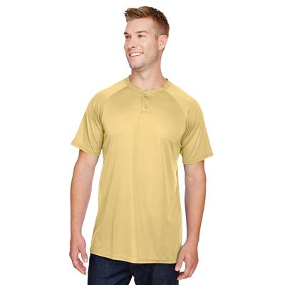 Augusta Sportswear AG1565 Athletic Attain Wicking Two-Button Baseball Jersey T-Shirt in Vegas Gold size Large | Polyester 1565