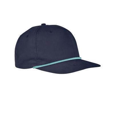 Big Accessories BA671 5-Panel Golf Cap in Navy Blue/Mint | Cotton/Nylon Blend