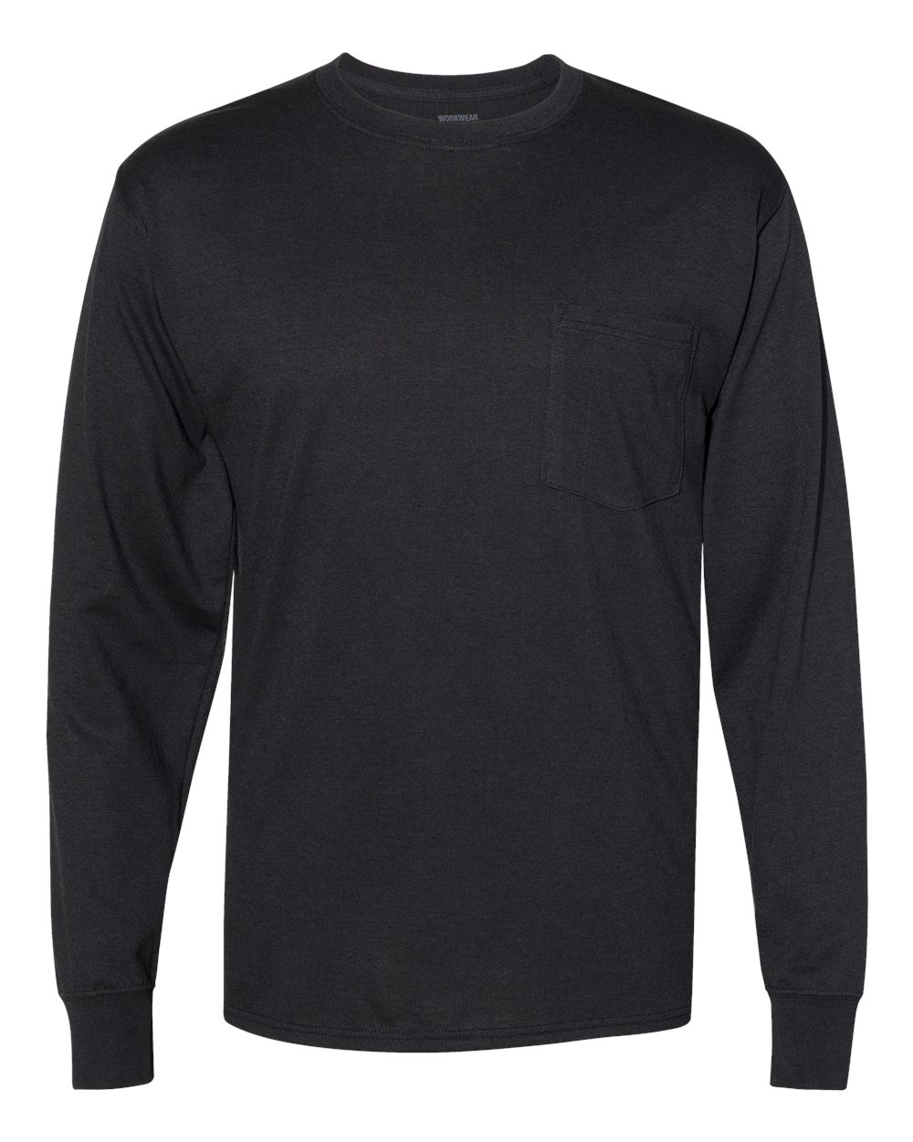 Hanes W120 Adult Workwear Long-Sleeve Pocket T-Shirt in Black size Small | Cotton/Polyester Blend