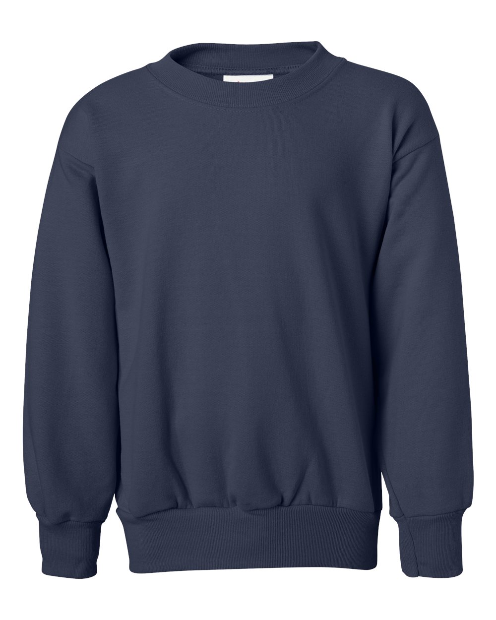 Hanes P360 Youth EcoSmart Crewneck Sweatshirt in Navy Blue size Medium | Cotton Polyester