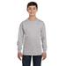 Hanes 5546 Youth 6.1 oz. Authentic-T Long-Sleeve T-Shirt in Light Steel size Large | Cotton