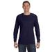 Hanes 5586 Authentic-T Cotton Long Sleeve T-Shirt in Navy Blue size Large