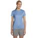 Hanes 4830 Women's Cool DRI with FreshIQ Performance T-Shirt in Light Blue size Small | Polyester