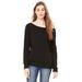 Bella + Canvas 7501 Women's Sponge Fleece Wide-Neck Sweatshirt in Solid Black Triblend size XL | Ringspun Cotton B7501, BC7501