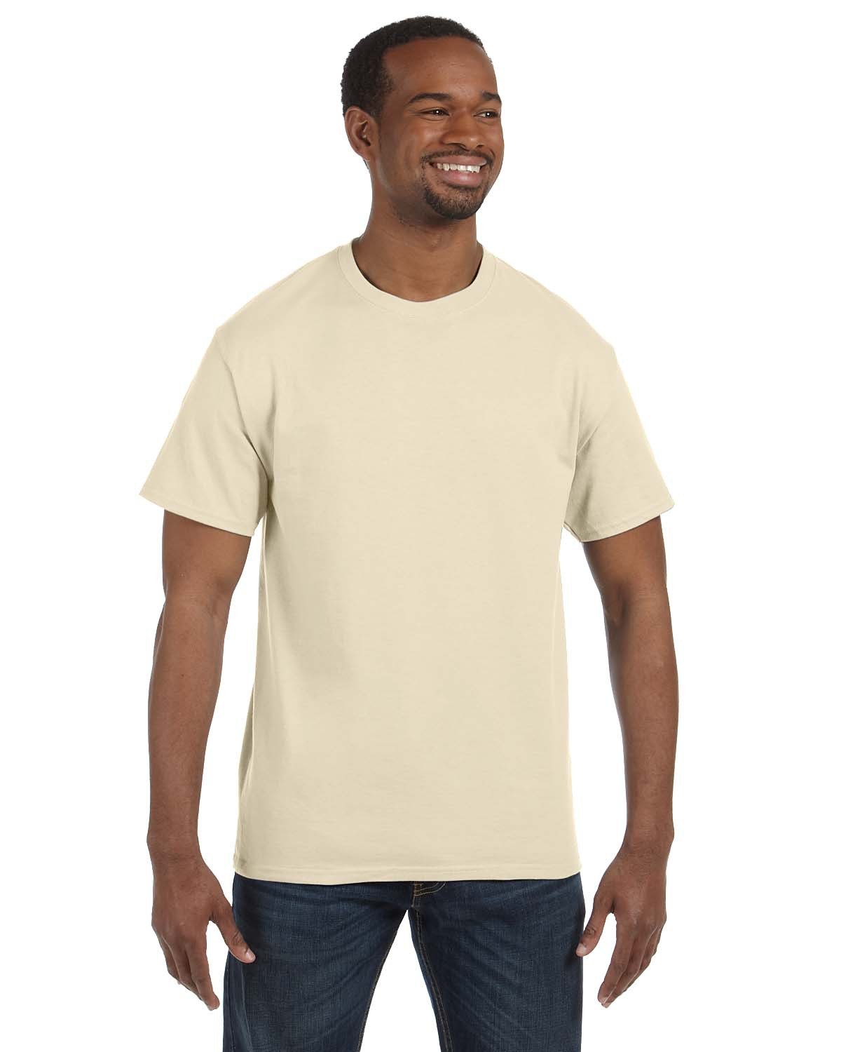 Hanes 5250T Men's Authentic-T T-Shirt in Natural size 2XL | Cotton 5250
