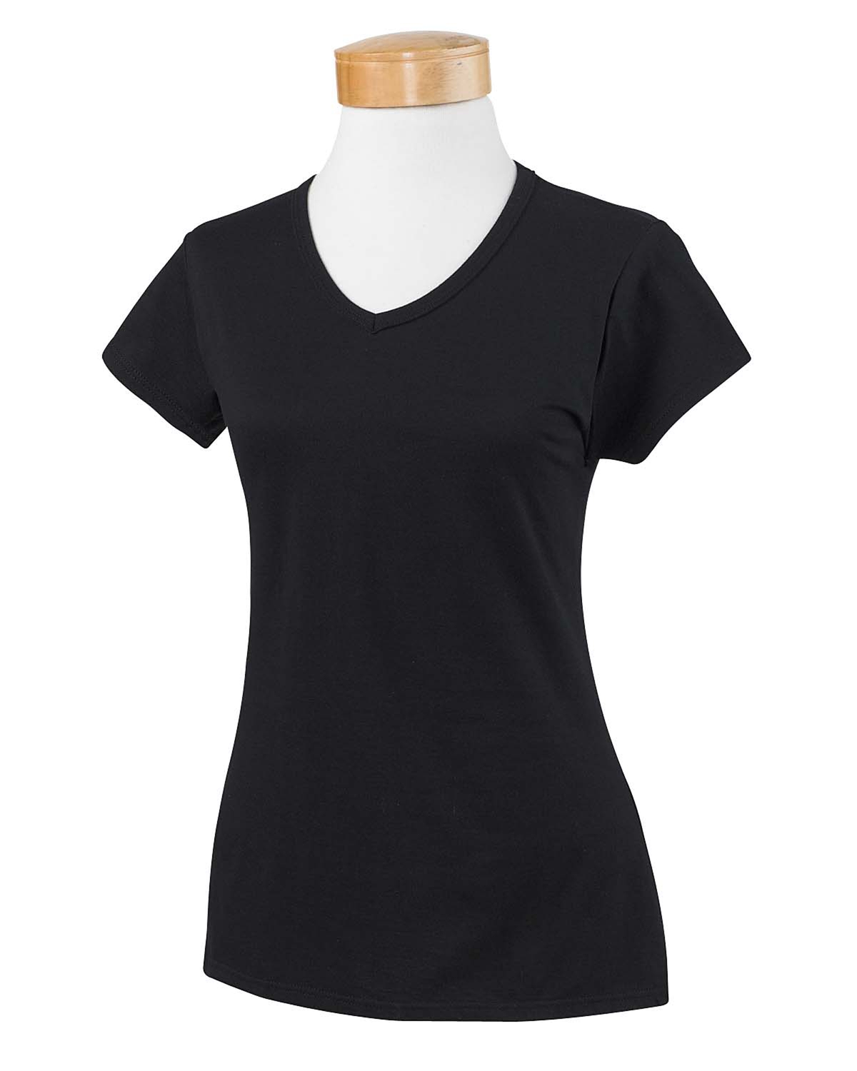Gildan G64VL Softstyle Women's Fit V-Neck T-Shirt in Black size XL | Cotton G64V00L, 64V00L