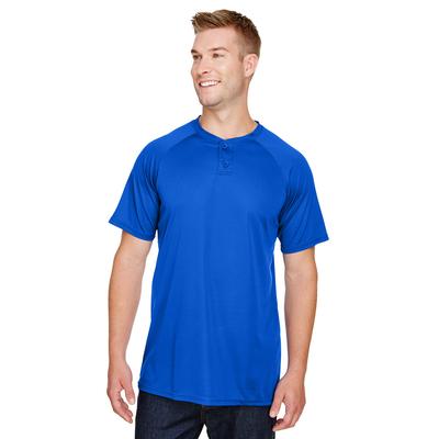 Augusta Sportswear AG1565 Athletic Attain Wicking Two-Button Baseball Jersey T-Shirt in Royal Blue size XL | Polyester 1565