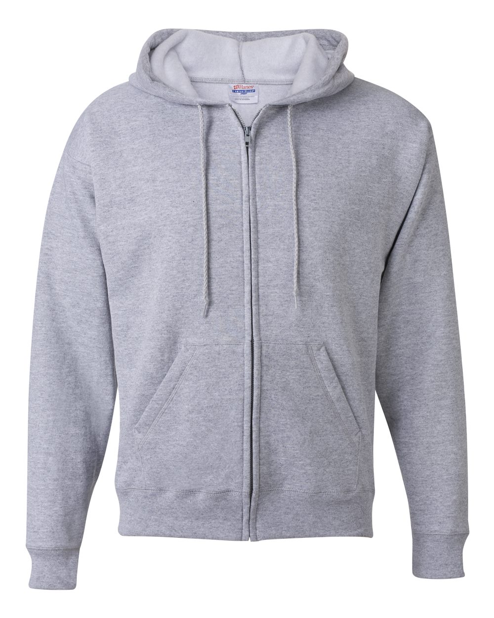 Hanes P180 EcoSmart Full-Zip Hooded Sweatshirt in Light Steel size 2XL | Cotton Polyester