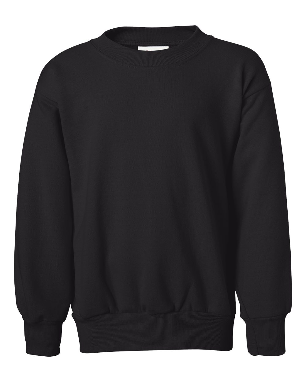 Hanes P360 Youth EcoSmart Crewneck Sweatshirt in Black size Large | Cotton Polyester