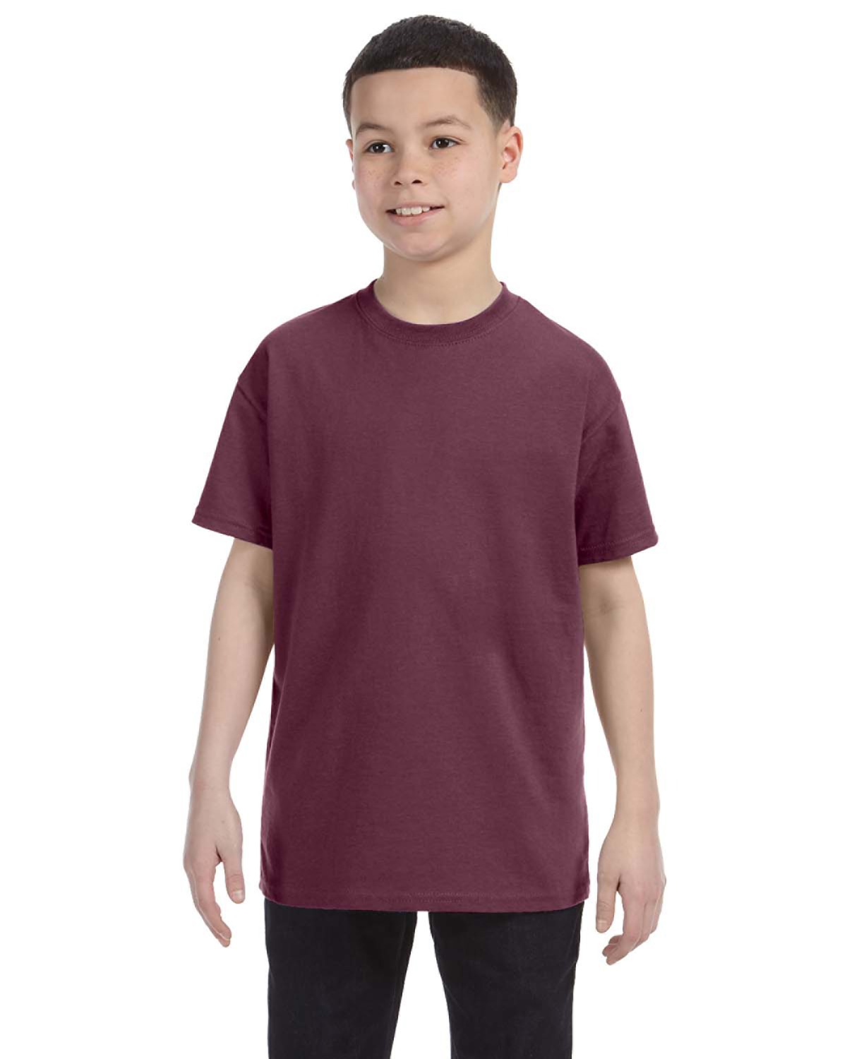 Jerzees 29B Youth Dri-Power 50/50 T-Shirt in Vintage Heather Maroon size Small | Cotton Polyester 29BR - ShirtSpace