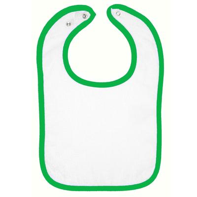 Rabbit Skins 1003 Infant Contrast Trim Terry Bib in White/Kelly LA1003, RS1003