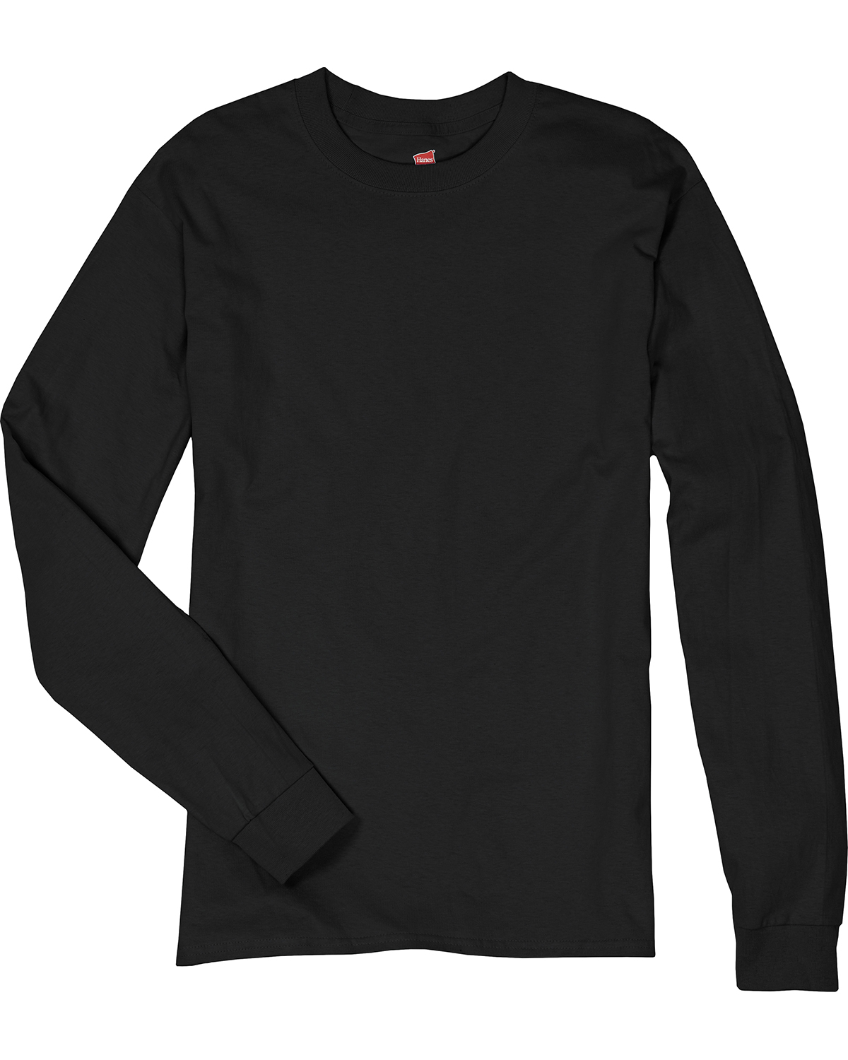 Hanes 5586 Authentic-T Cotton Long Sleeve T-Shirt in Black size Small