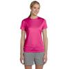 Hanes 4830 Women's Cool DRI with FreshIQ Performance T-Shirt in Wow Pink size Small | Polyester