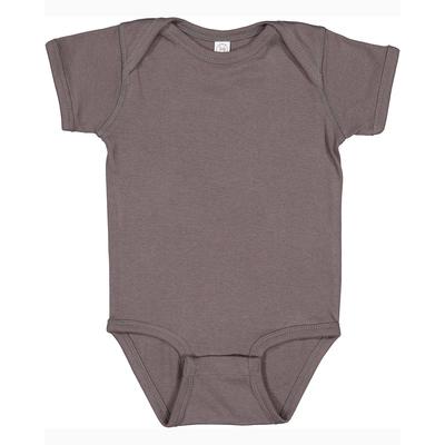 Rabbit Skins 4400 Infant Baby Rib Bodysuit in Charcoal size 6MOS | Ringspun Cotton LA4400, RS4400