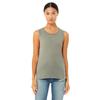 Bella + Canvas B8803 Women's Flowy Scoop Muscle Tank Top in Heather Stone size 2XL | Ringspun Cotton 8803, BC8803