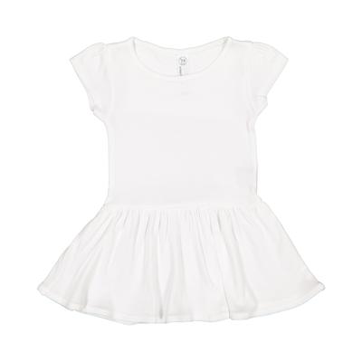 Rabbit Skins RS5320 Infant Baby Rib Dress in White size 18MOS | Ringspun Cotton 5320, LA5320