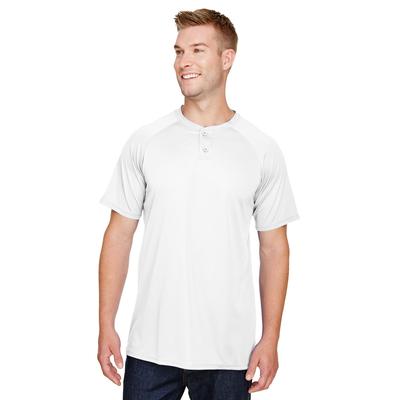 Augusta Sportswear AG1565 Athletic Attain Wicking Two-Button Baseball Jersey T-Shirt in White size Small | Polyester 1565