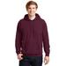 Hanes P170 Ecosmart 50/50 Pullover Hooded Sweatshirt in Maroon size Medium | Cotton Polyester