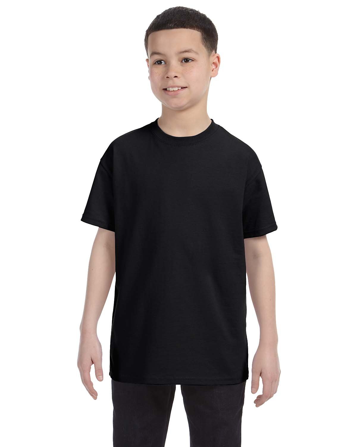 Hanes 54500 Youth Authentic T-Shirt in Black size Medium | Cotton 5450
