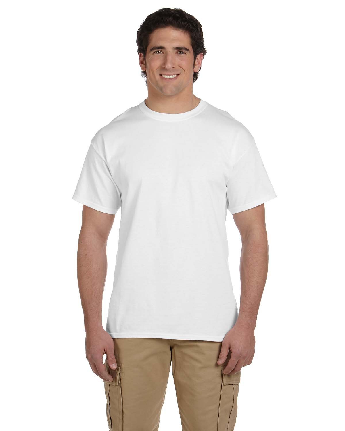 Hanes 5170 50/50 T-Shirt in White size XL | Cotton Polyester