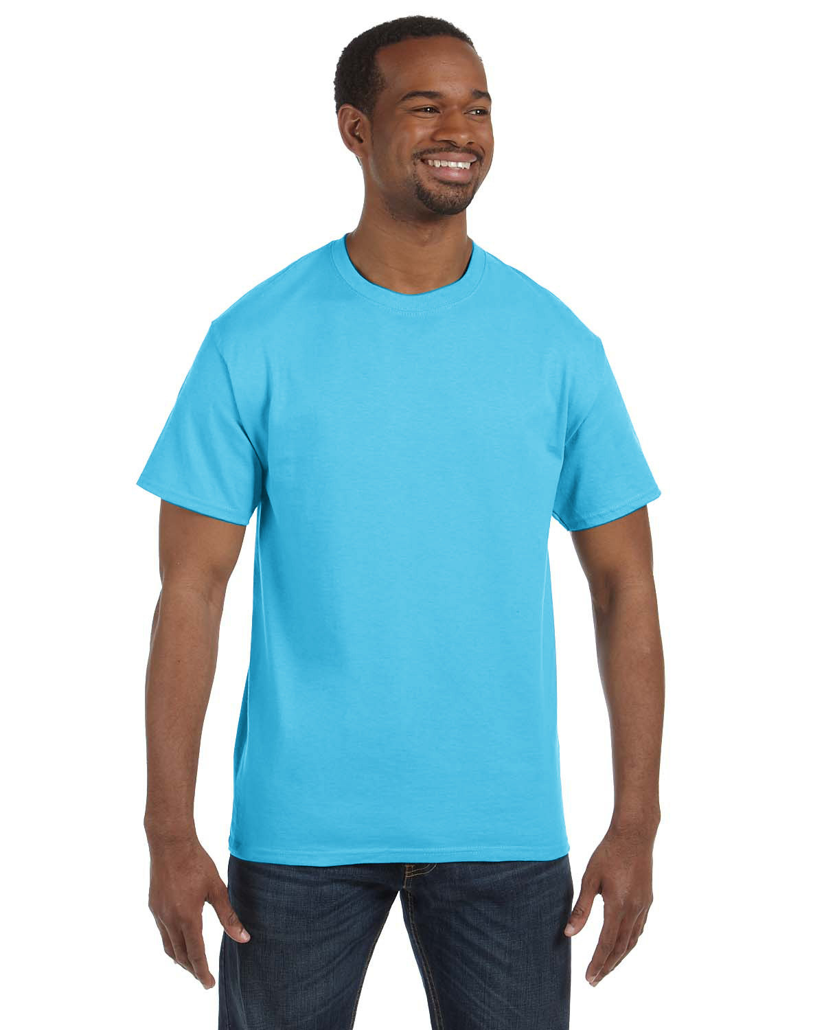 Hanes 5250T Men's Authentic-T T-Shirt in Aquatic Blue size 3XL | Cotton 5250