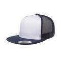 Yupoong 6006W Adult Classic Trucker with White Front Panel Cap in Navy Blue/White/Navy Blue