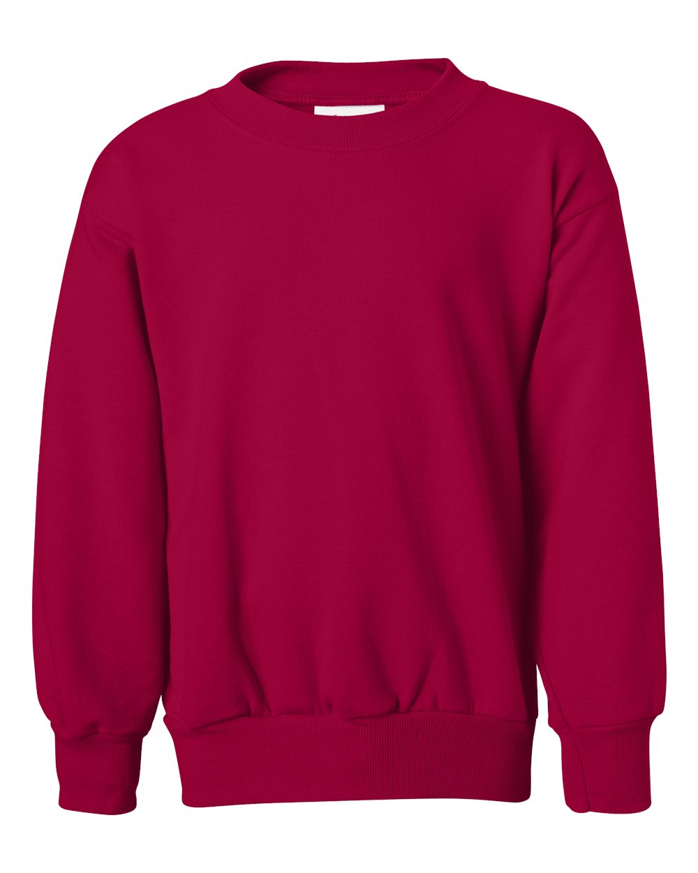 Hanes P360 Youth EcoSmart Crewneck Sweatshirt in Deep Red size XS | Cotton Polyester