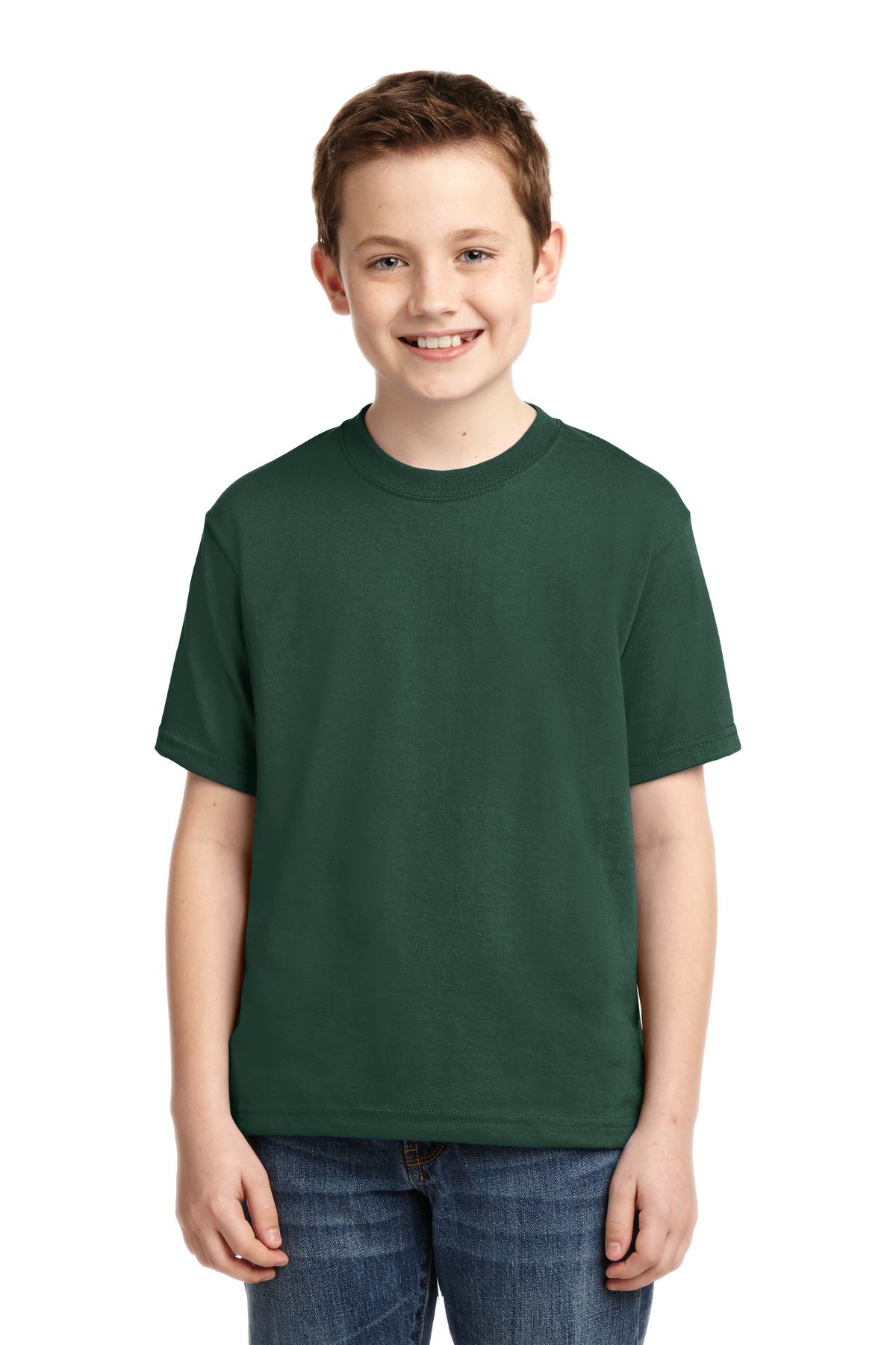 Jerzees 29B Youth Dri-Power 50/50 T-Shirt in Forest Green size Large | Cotton Polyester 29BR