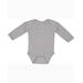 Rabbit Skins 4411 Infant Long Sleeve Baby Rib Bodysuit in Heather size 18MOS | Ringspun Cotton LA4411, RS4411