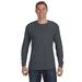 Hanes 5586 Authentic-T Cotton Long Sleeve T-Shirt in Charcoal Heather size XL