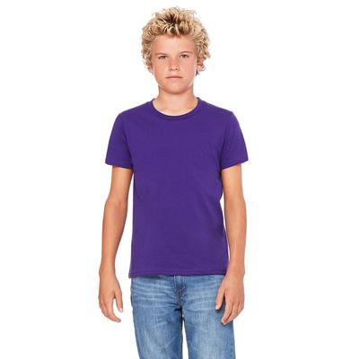 Bella + Canvas 3001Y Youth Jersey T-Shirt in Team Purple size XL | Cotton 3001YCVC, 3001YCV, BC3001YCVC, B3001Y, BC3001Y