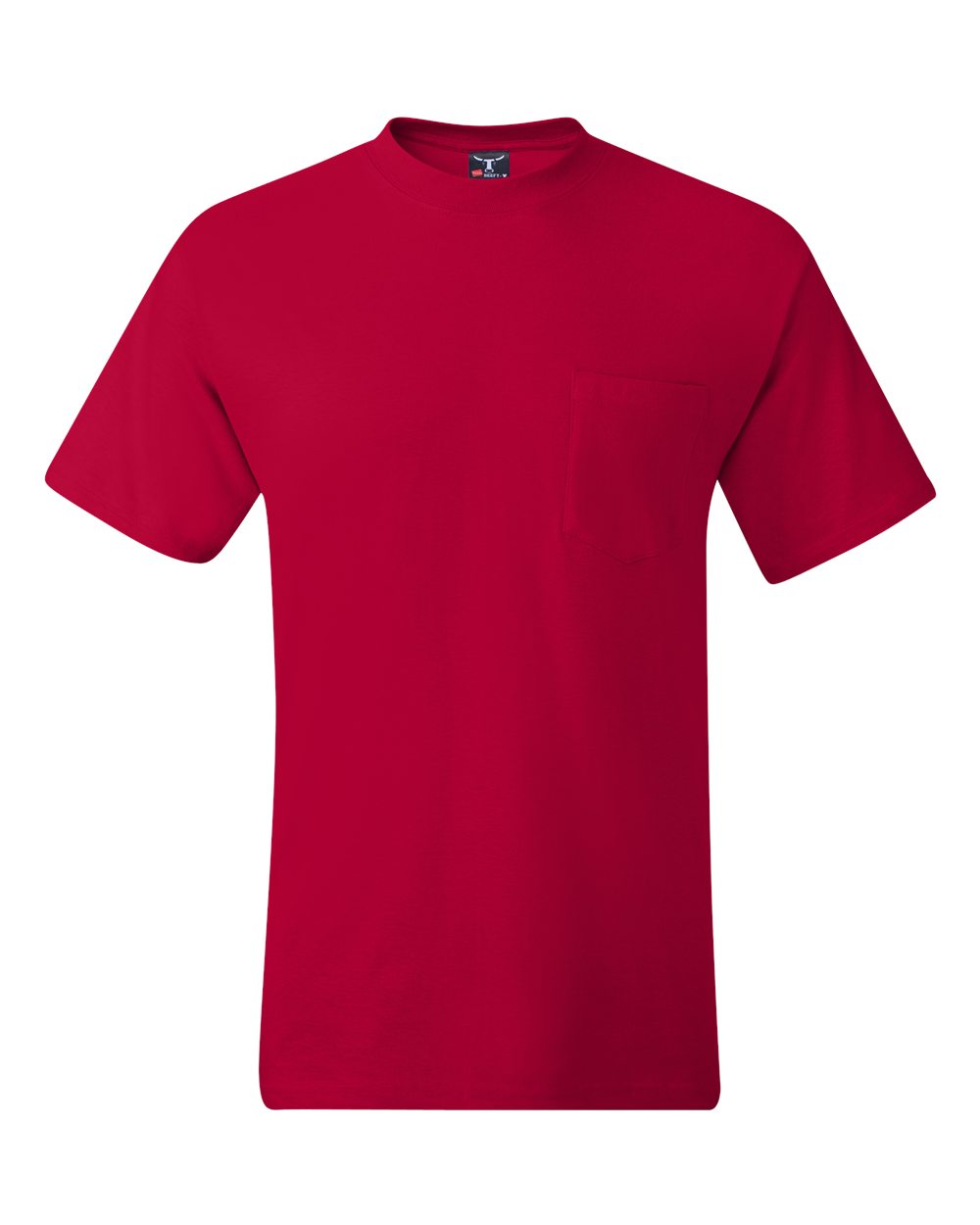 Hanes 5190P Adult Beefy-T-Shirt with Pocket in Deep Red size Large | Ringspun Cotton 5190