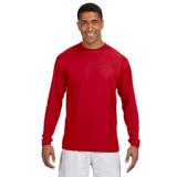 A4 N3165 Men's Cooling Performance Long Sleeve T-Shirt in Scarlet size 3XL | Polyester A4N3165