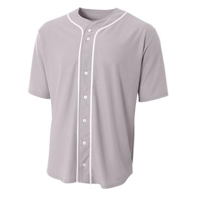 A4 N4184 Athletic Shorts Sleeve Full Button Baseball Top in Grey size 2XL A4N4184