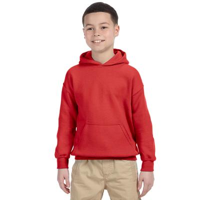 Gildan G185B Youth Heavy Blend 8 oz. 50/50 Hooded Sweatshirt in Red size Medium | Fleece 18500B