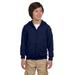 Gildan G186B Youth Heavy Blend Full-Zip Hooded Sweatshirt in Navy Blue size Medium | Fleece G18600B, 18600B