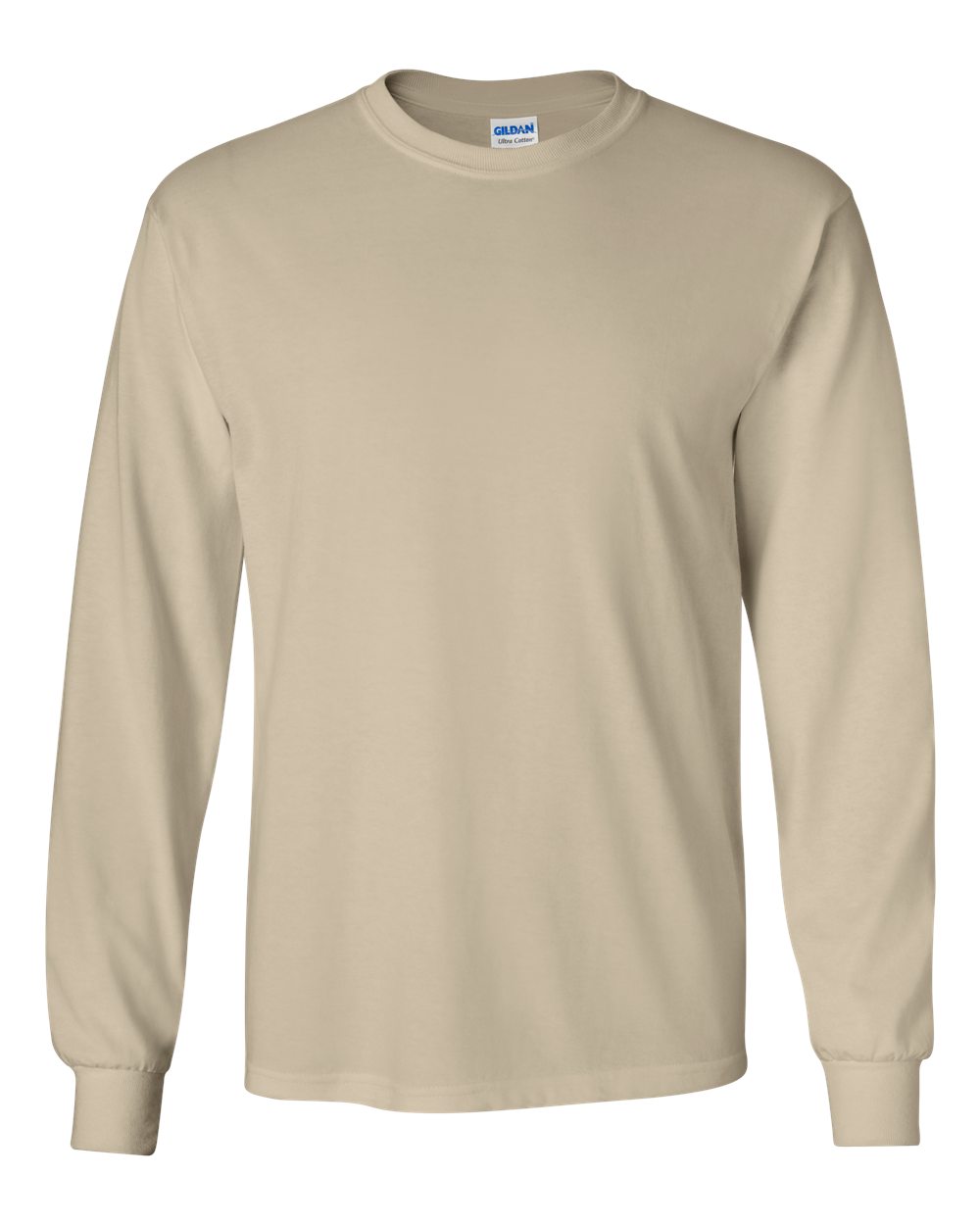 Gildan G240 Cotton Long Sleeve T-Shirt in Sand size 4XL 2400, G2400