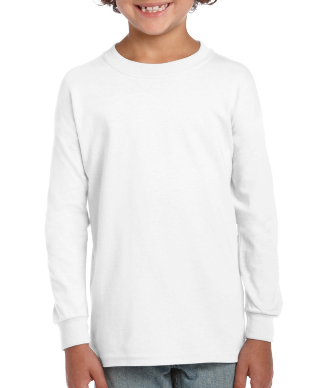 Gildan G240B Youth 99/1 6.1 Oz. L/S T Shirt in White size Small | Cotton 2400B, G2400B