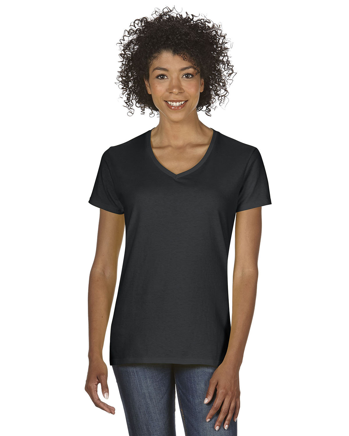 Gildan G500VL Women's Heavy Cotton V-Neck T-Shirt in Black size XL G5000VL, 5000VL, G5V00L, 5V00L