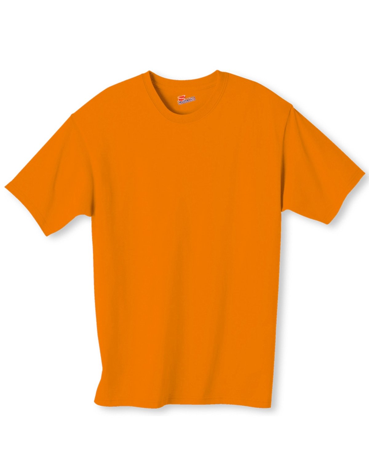 Hanes 5250T Men's Authentic-T T-Shirt in Safety Orange size Small | Cotton 5250